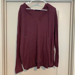 Urban Outfitters Purple/Burgundy Long Sleeve V Neck Hoodie Sweater